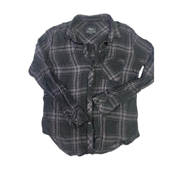Rails Hunter Button-Up Shirt, Black Plaid Onyx Ash, Women's S, Western‎ Casual - Picture 2 of 11